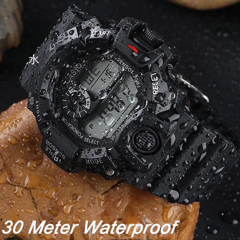 Fashion Men's Watch Sports Electronic Wristwatch Large dial Multifunctional Waterproof Luminous Alarm Kids Male's Military Watch by Reinvent Yourself