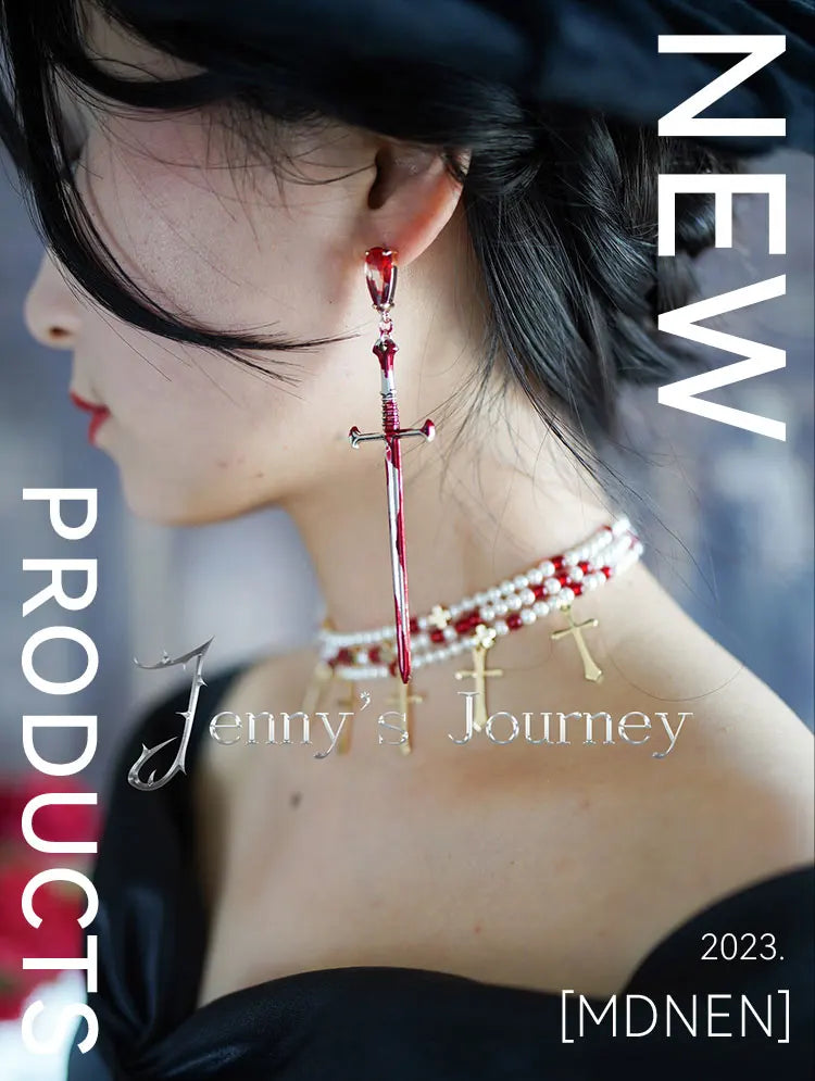 2023 New Gothic Rose-cross Sword Stud Necklace Set Alloy Gothic Style Men's And Women's Jewelry Party Gift by Reinvent Yourself