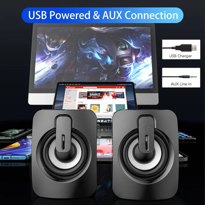 Computer Speakers HiFi Stereo Microphone Audio PC Speaker USB Wired Caixa De Som with LED Light for Desktop Computers PC Laptops by Reinvent Yourself