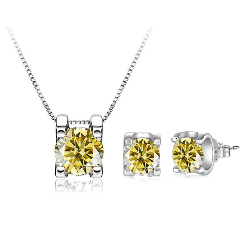 JoyceJelly 3ct D Clolor Real Moissanite Jewelry Sets Women's Sterling Silver 925 Earrings Necklace For Women Bridal Set Gifts by Reinvent Yourself