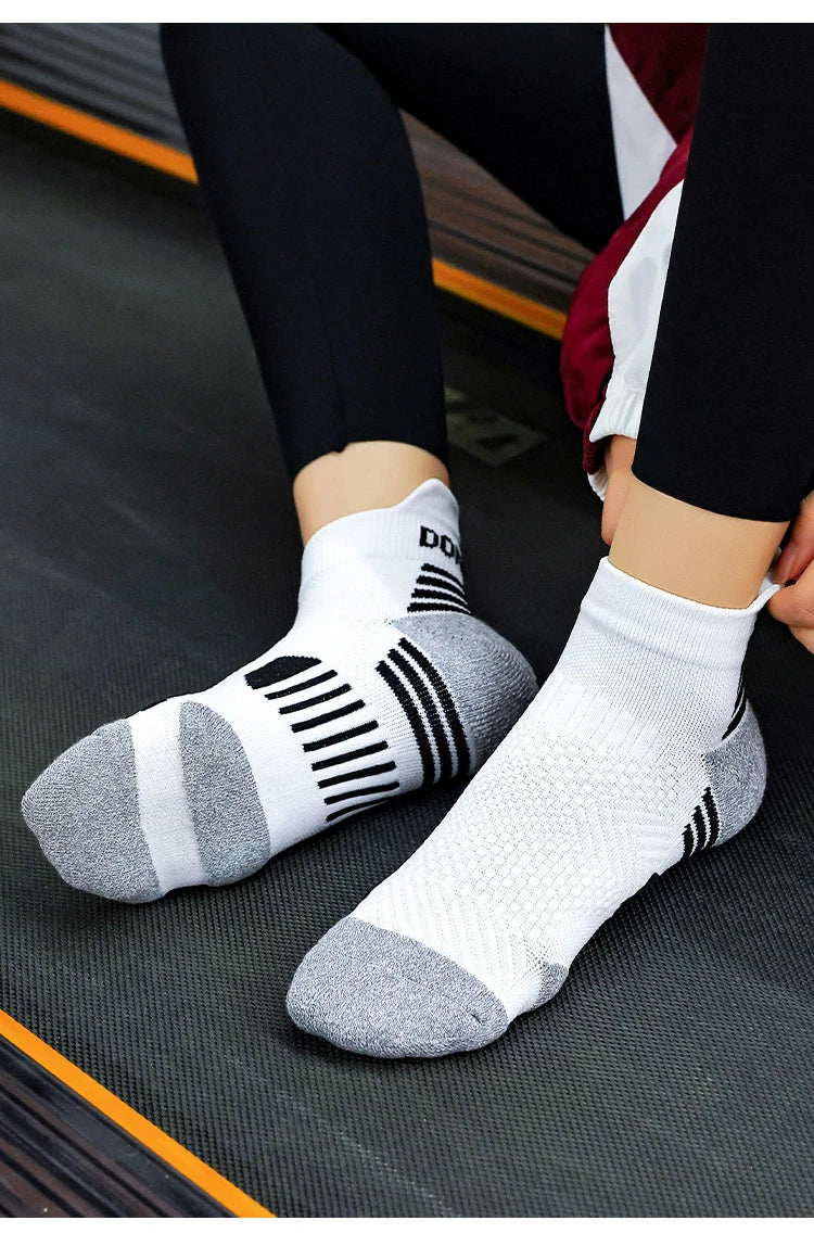 3 Pairs Marathon Socks Men Women Professional Sport Ankle Running Socks Thickened Cushioned Tube Low Cut Fitness Short Sock Mesh by Reinvent Yourself