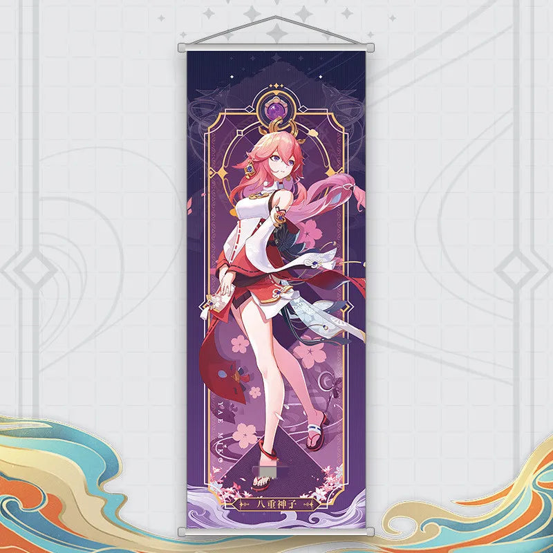 Xiao Yelan Kazuha Hutao Genshin Impact Scroll Canvas Wall Hanging Painting Home Decor Anime Poster Wall Art Room Decoration by Reinvent Yourself