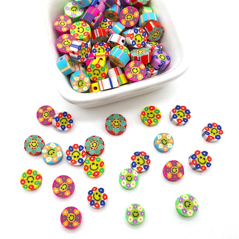100/1000Pcs Flower Polymer Clay Beads Pattern Round Polymer Clay Beads for Jewelry Making Findings, Bracelet Accessories by Reinvent Yourself