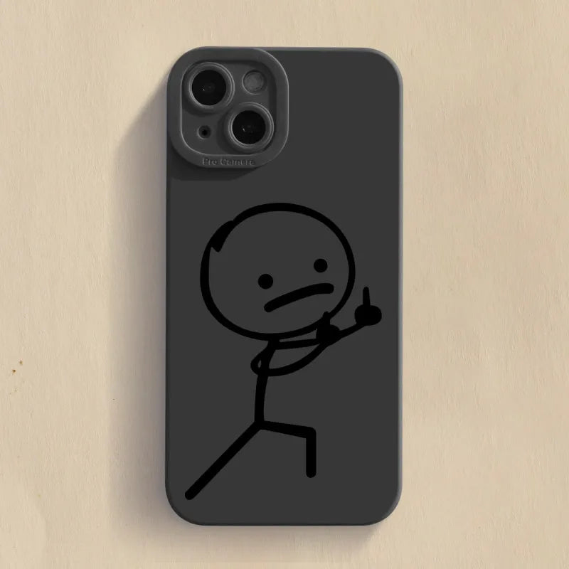 Cartoon Matchman Phone Case For iPhone 11 12 13 14 15 Pro Max XR XS X 7 8 Plus SE 2020 Shockproof Matte Soft TPU Silicone Cover by Reinvent Yourself