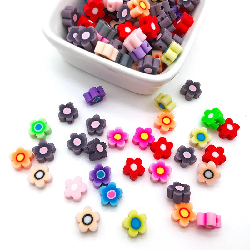 100/1000Pcs Flower Polymer Clay Beads Pattern Round Polymer Clay Beads for Jewelry Making Findings, Bracelet Accessories by Reinvent Yourself