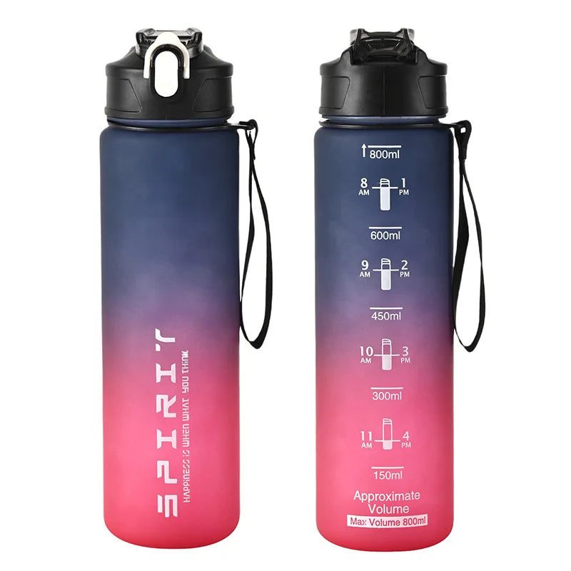 800ml/28oz Large Capacity Sports Water Bottle Leak Proof Colorful Plastic Cup Drinking Outdoor Travel Portable Gym Fitness Jugs by Reinvent Yourself