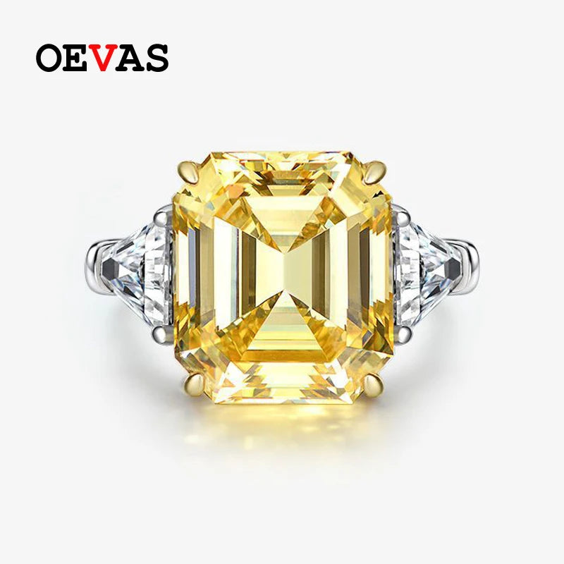 OEVAS 100% 925 Sterling Silver Sparkling 14*16mm Pink Yellow High Carbon Diamond Fine Jewelry Wedding Party Fine Jewelry Gifts by Reinvent Yourself