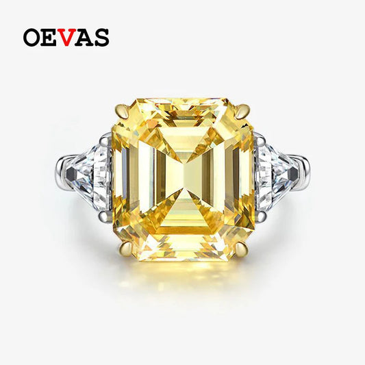 OEVAS 100% 925 Sterling Silver Sparkling 14*16mm Pink Yellow High Carbon Diamond Fine Jewelry Wedding Party Fine Jewelry Gifts by Reinvent Yourself