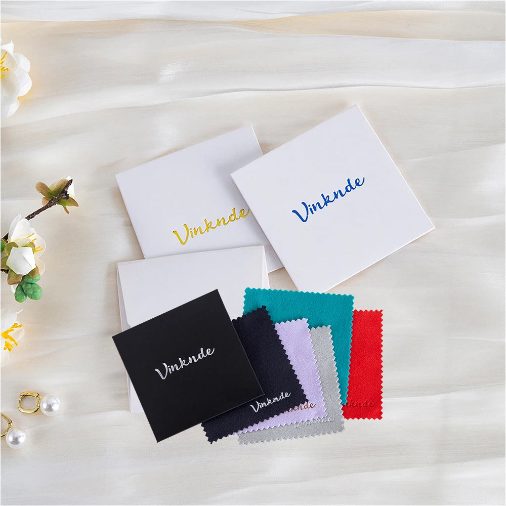 DIY Personalized Polishing Cloths Custom Jewelry Earrings Cleaning Cloth With Logo 8x8cm White Black Paper Individually packaged by Reinvent Yourself