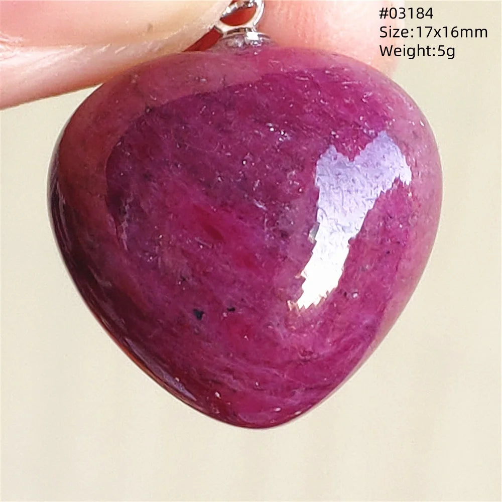 Natural Red Ruby Pendant Jewelry Love Heart Watermelon Ruby Zoisite Necklace Women Men 925 Sterling Silver AAAAA by Reinvent Yourself