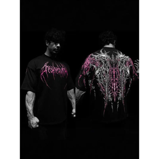 New High-Quality Cotton Men'S Short Sleeves American Style Trendy Brand Dark Style Sports Casual Men'S Oversized Shirt T-Shirt by Reinvent Yourself