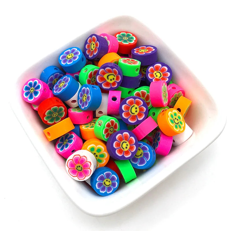 100/1000Pcs Flower Polymer Clay Beads Pattern Round Polymer Clay Beads for Jewelry Making Findings, Bracelet Accessories by Reinvent Yourself