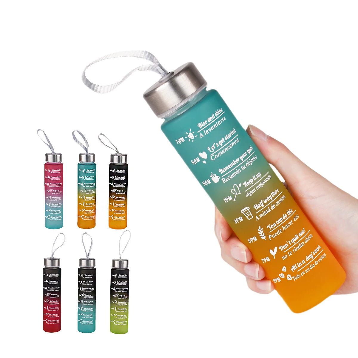 300ml Water Bottle BPA Free leak proof High Quality Drink Bottles With Time Marker Fitness Sports Reusable Outdoors by Reinvent Yourself