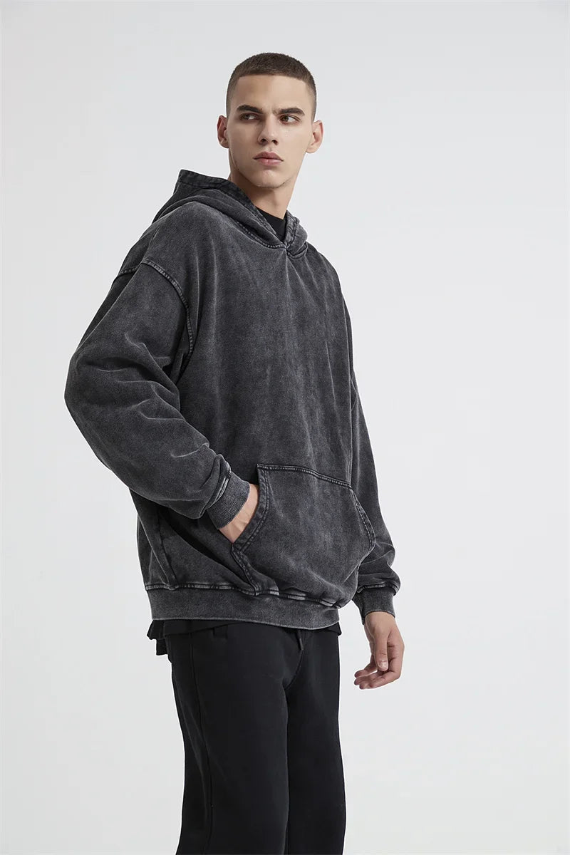 Anime Graphic Hoodie for Men Women Vintage Acid Wash Pullover Hooded Sweatshirt Harajuku Streetwear Casual Long Sleeve Tops by Reinvent Yourself