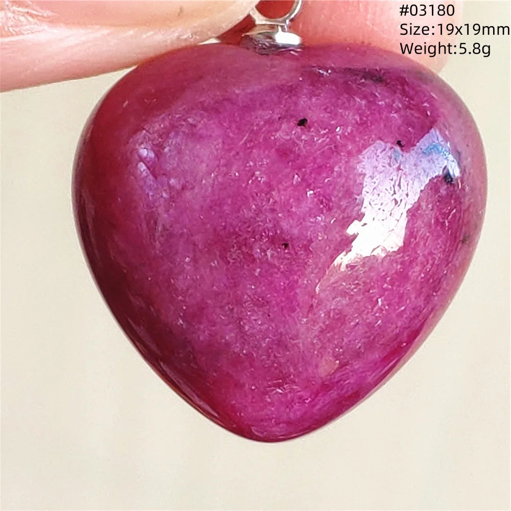 Natural Red Ruby Pendant Jewelry Love Heart Watermelon Ruby Zoisite Necklace Women Men 925 Sterling Silver AAAAA by Reinvent Yourself
