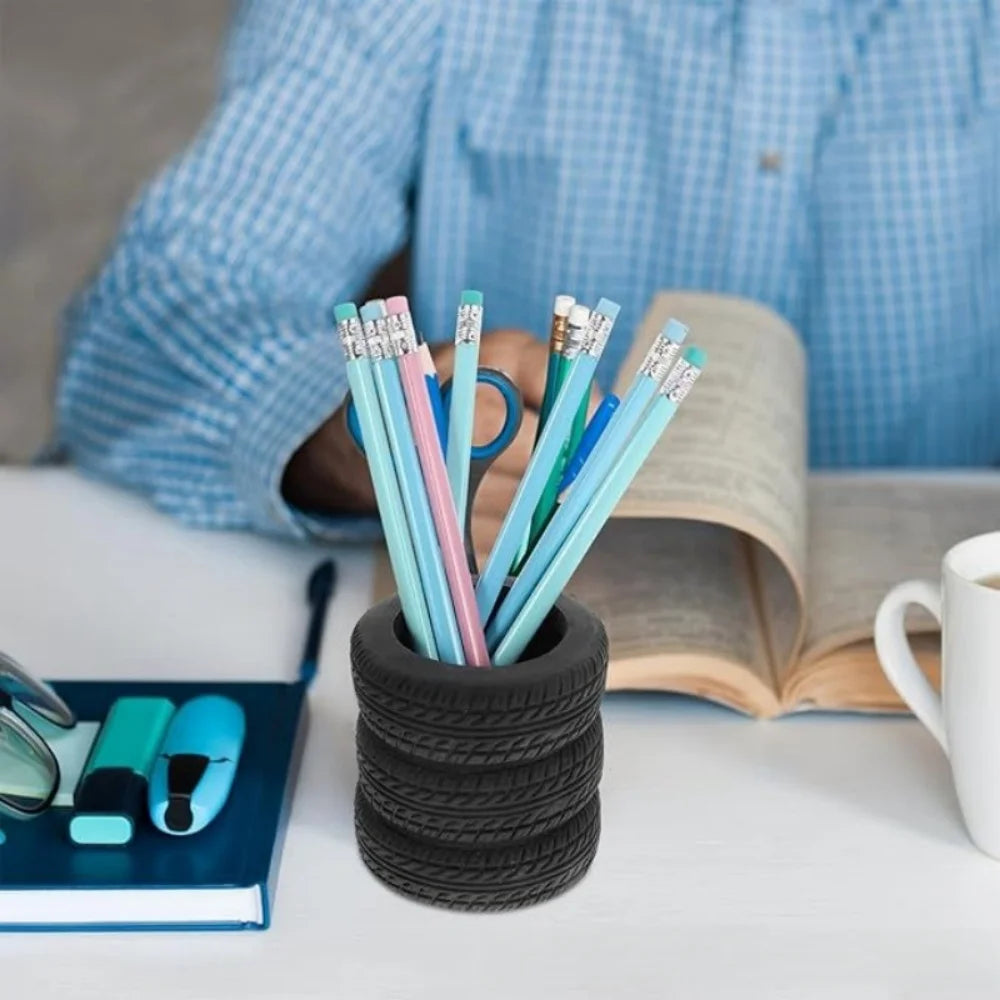 Creative Car Tire Shaped Pen Holder - Unique Office Desk Organizer Office School Supplies Desktop Multifunctional Storage by Reinvent Yourself