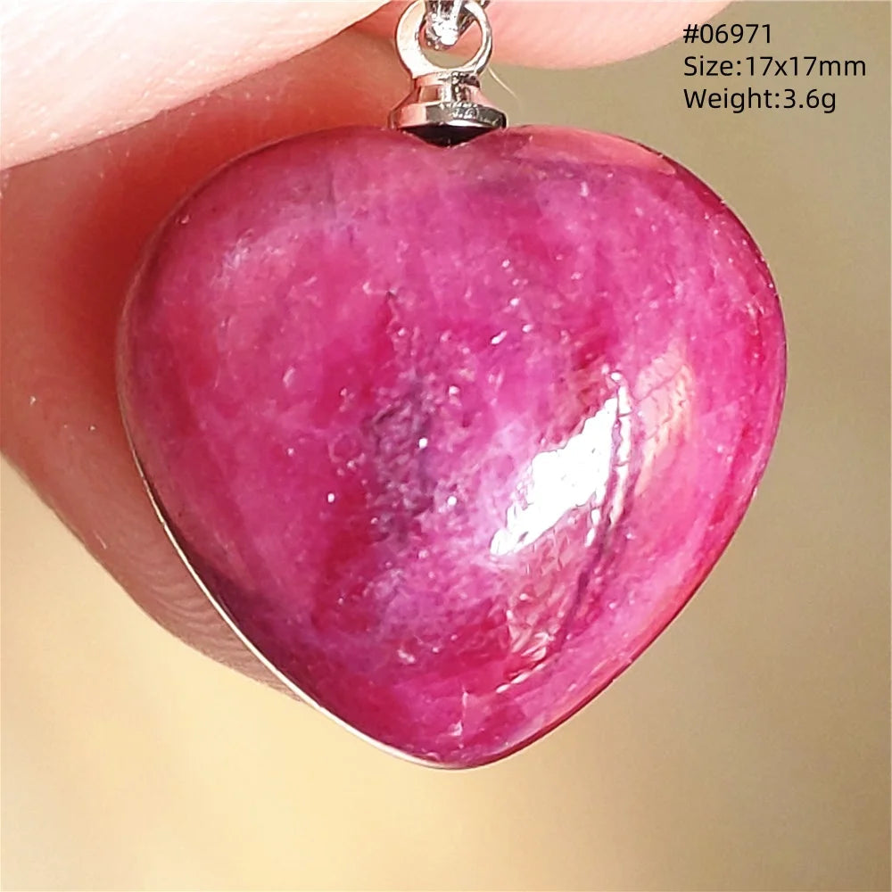 Natural Red Ruby Pendant Jewelry Love Heart Watermelon Ruby Zoisite Necklace Women Men 925 Sterling Silver AAAAA by Reinvent Yourself