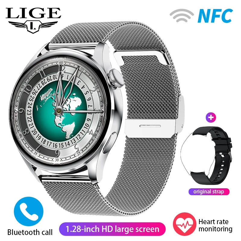 LIGE NFC Access Control Smart Watch Men Bluetooth Call Sport Fitness Men's Wristwatch Heart Rate Monitor Waterproof Smartwatch by Reinvent Yourself
