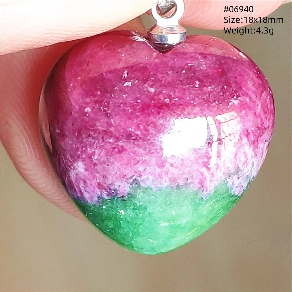 Natural Red Ruby Pendant Jewelry Love Heart Watermelon Ruby Zoisite Necklace Women Men 925 Sterling Silver AAAAA by Reinvent Yourself