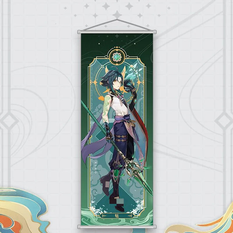 Xiao Yelan Kazuha Hutao Genshin Impact Scroll Canvas Wall Hanging Painting Home Decor Anime Poster Wall Art Room Decoration by Reinvent Yourself