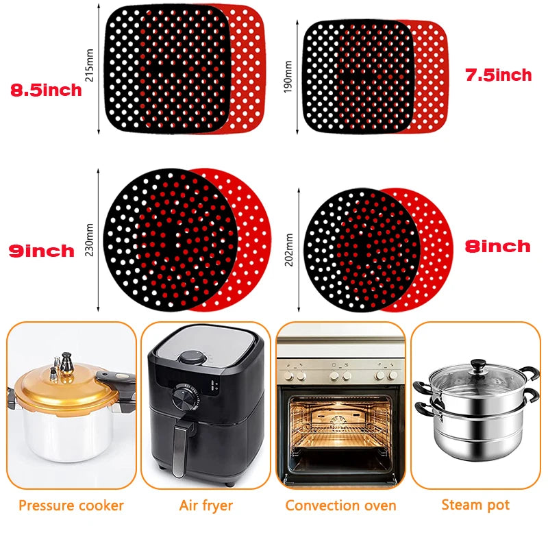 Reusable Air Fryer Silicone Mat Non-stick Baking Mat Pastry Tools Bakeware Oil Mats Cake Grilled Saucer Kitchen Accessories by Reinvent Yourself