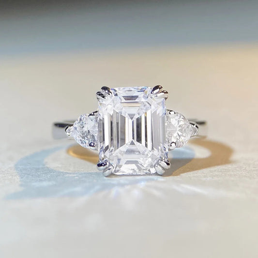 S925 Sterling Silver 4-Carat Sugar Cube Pagoda Ring Women's Premium Ladies Luxury Exquisite Gift Jewelry by Reinvent Yourself