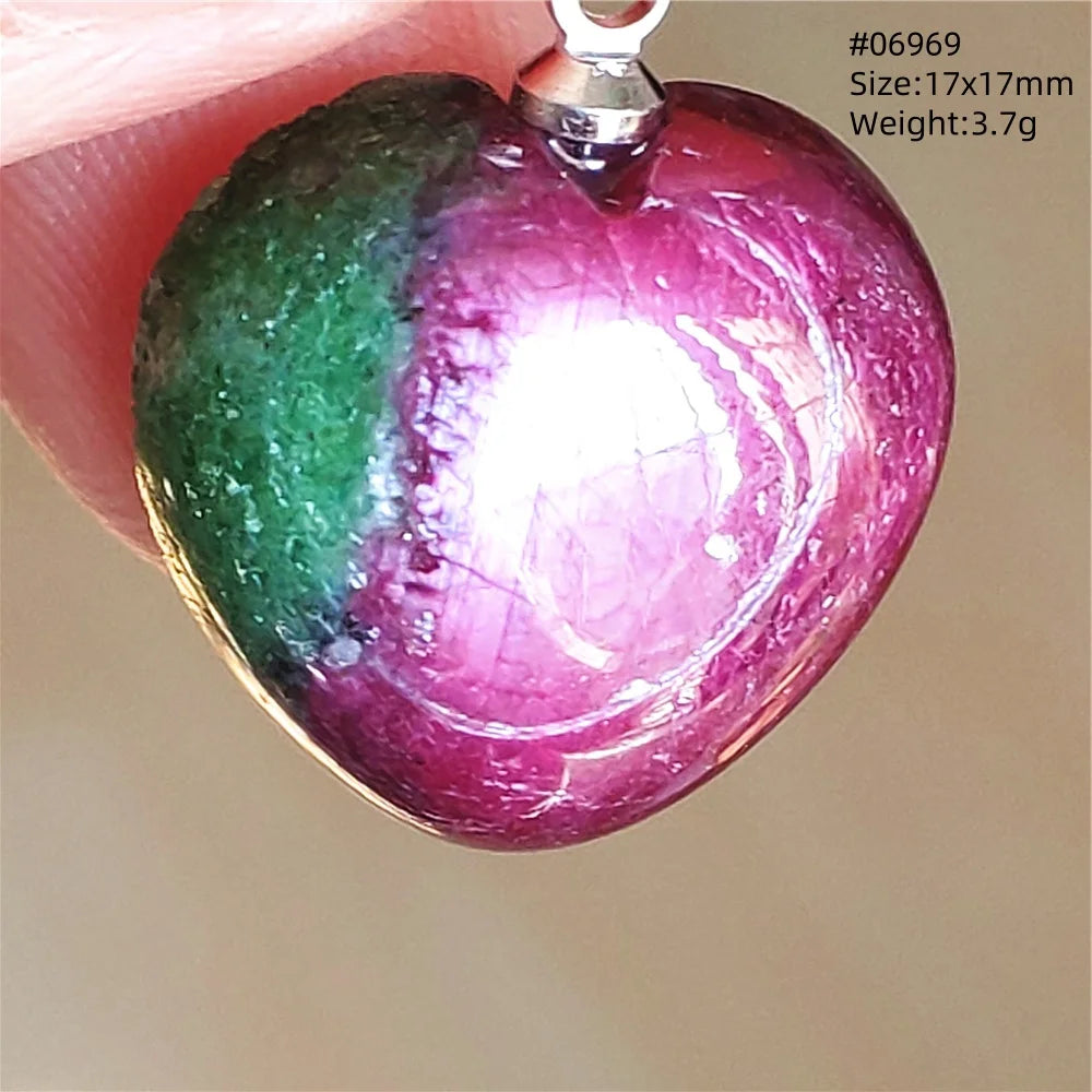 Natural Red Ruby Pendant Jewelry Love Heart Watermelon Ruby Zoisite Necklace Women Men 925 Sterling Silver AAAAA by Reinvent Yourself