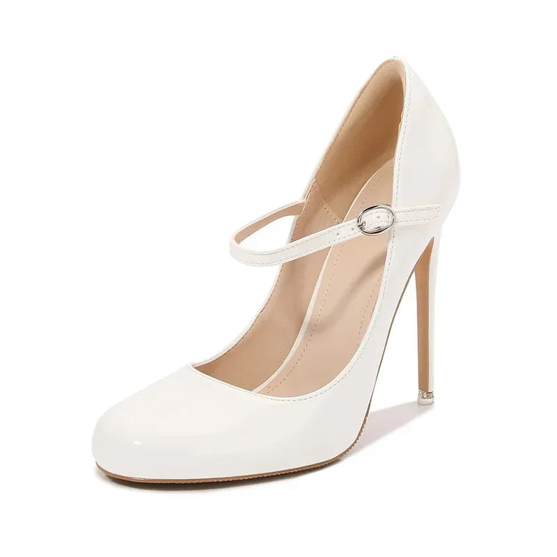 Big size Women Pumps Fashion Round toe Patent leather 12cm High Heels Spring Summer Office Lady Shoes by Reinvent Yourself