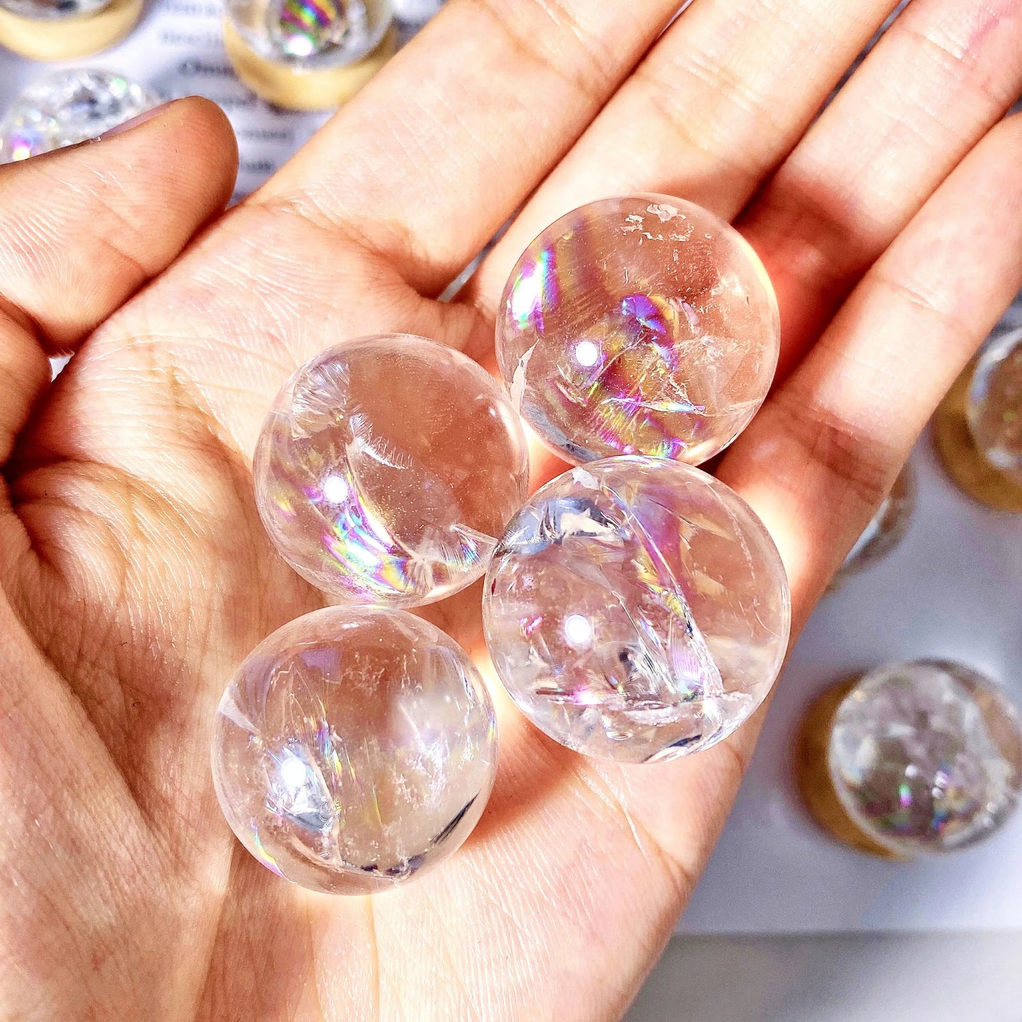 1PC Random Crackle Rainbow Clear Quartz Sphere Natural Crystal,Gemstone Jewelry,Glitter,Healing crystal,Birthday gift,Women gift by Reinvent Yourself