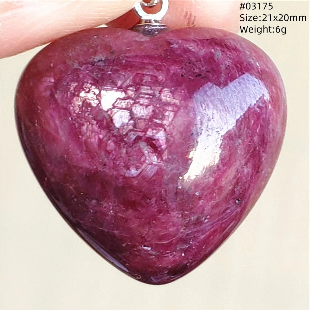 Natural Red Ruby Pendant Jewelry Love Heart Watermelon Ruby Zoisite Necklace Women Men 925 Sterling Silver AAAAA by Reinvent Yourself