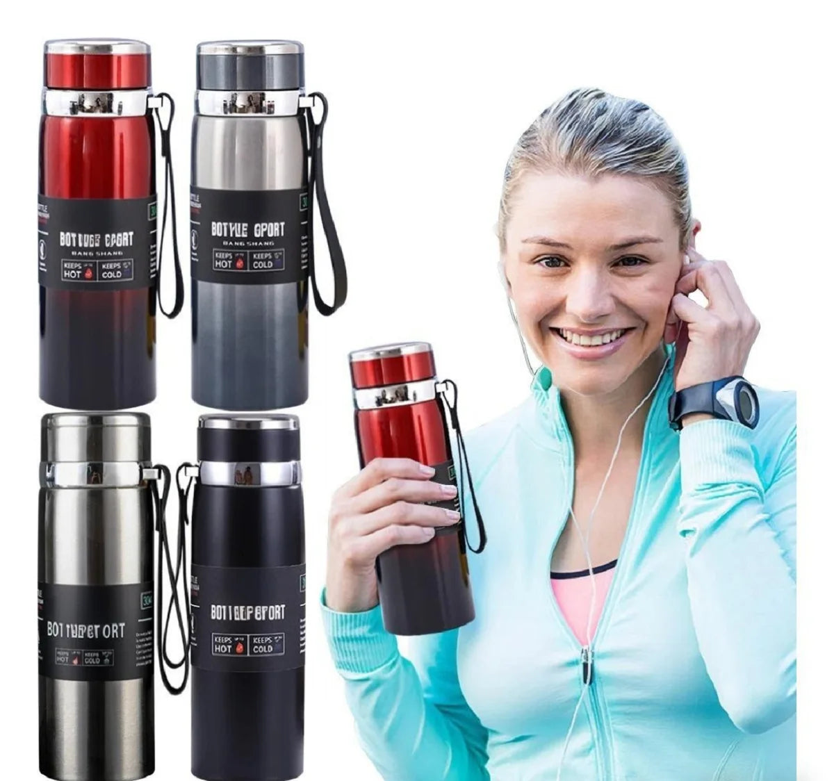 1L Thermal Water Bottle Keep Cold and Hot Water Bottle Thermos for Water Tea Coffee Vacuum Flasks Stainless Steel Thermos Bottle by Reinvent Yourself