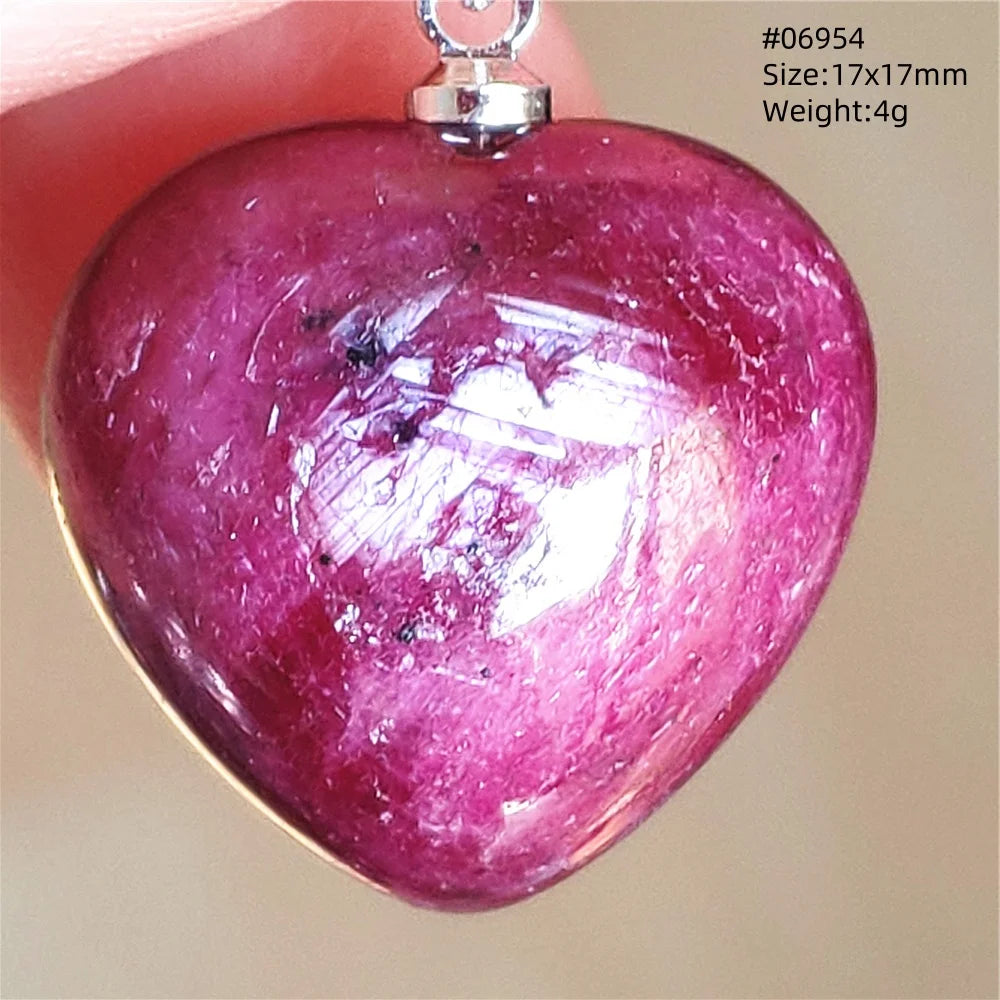 Natural Red Ruby Pendant Jewelry Love Heart Watermelon Ruby Zoisite Necklace Women Men 925 Sterling Silver AAAAA by Reinvent Yourself