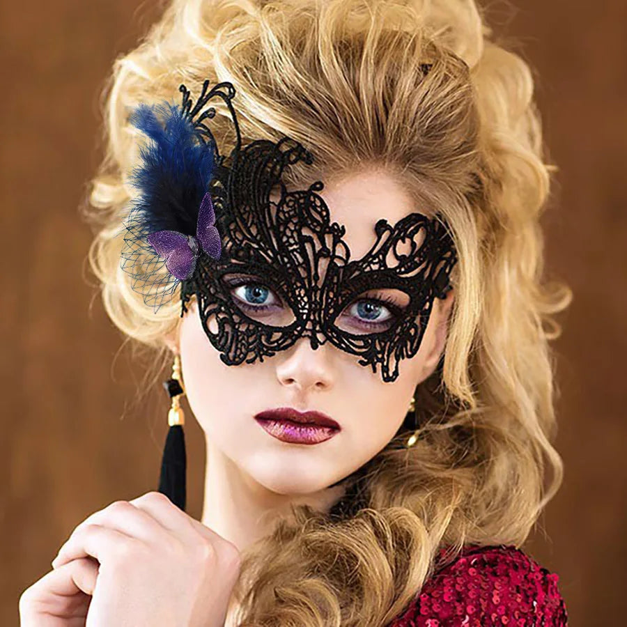 Eye Mask Sexy Lace Venetian Masquerade Ball Halloween Party Fancy Dress Costume Props Lady Black Lace Hollow Face Mask by Reinvent Yourself