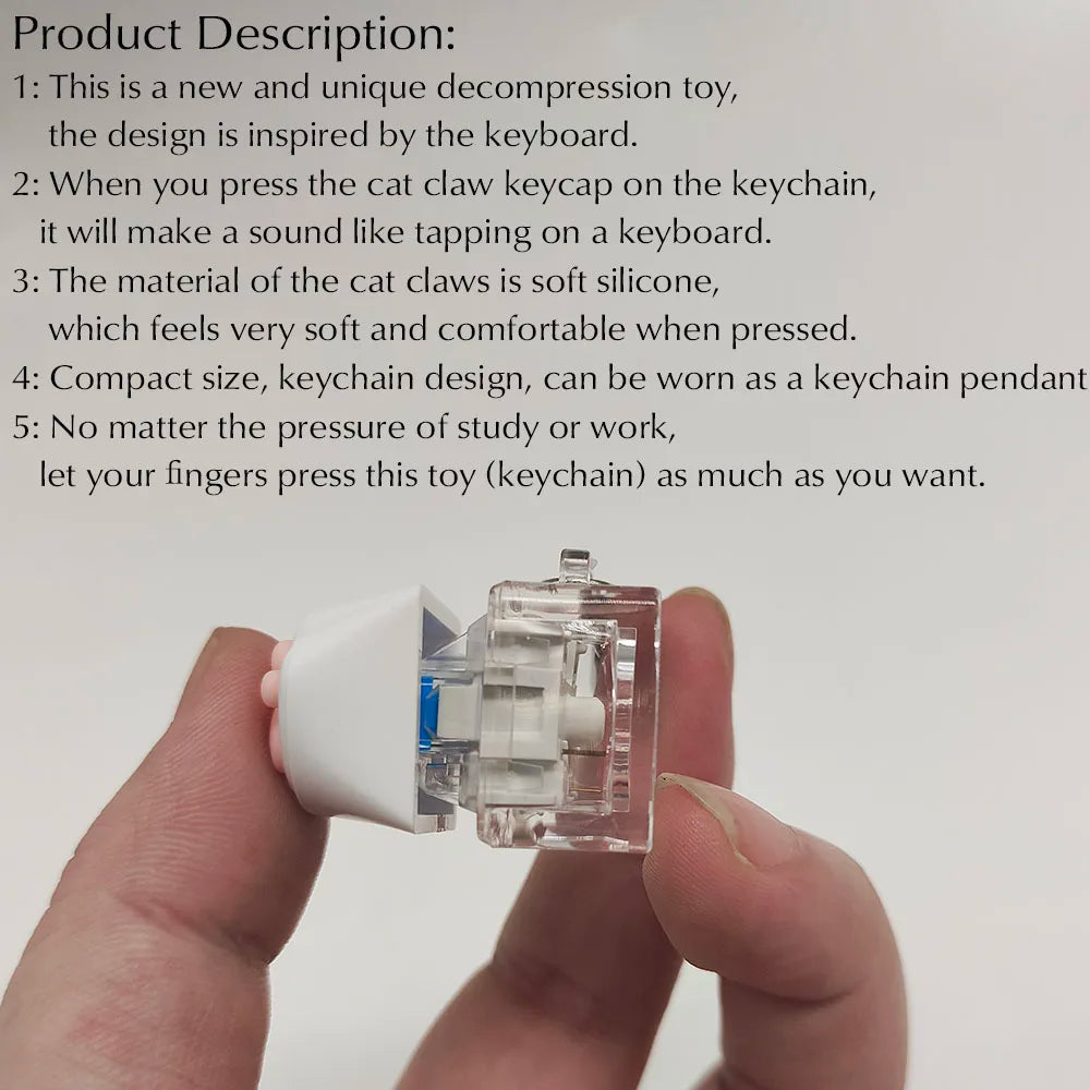 Cute Cat Claw Key Chain Key Ring Fingertip Decompression Pressure Toy Keycap Tester Back Bag Pendant Festival Couples Gift by Reinvent Yourself