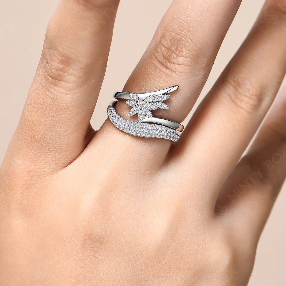 MINTYBOX Moissanite Ring S925 Sterling Silver Flower D VVS1 Lab Diamond Engagement Rings For Women Luxury Wedding Jewelry Gift by Reinvent Yourself