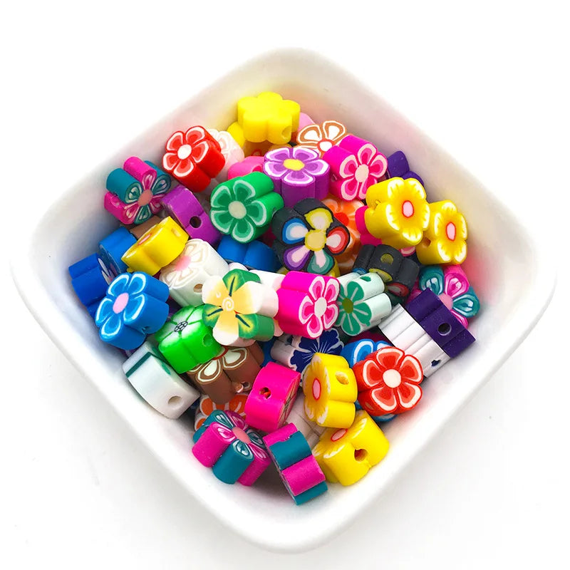 100/1000Pcs Flower Polymer Clay Beads Pattern Round Polymer Clay Beads for Jewelry Making Findings, Bracelet Accessories by Reinvent Yourself