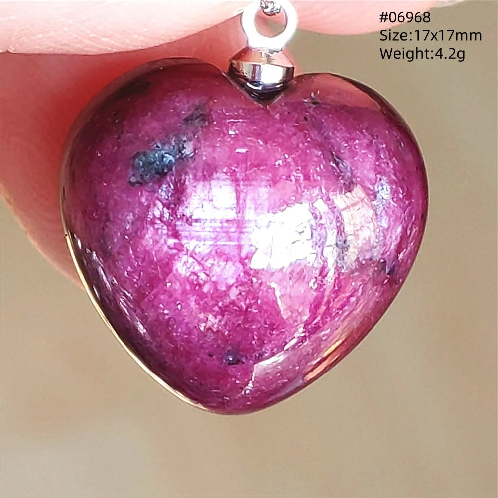 Natural Red Ruby Pendant Jewelry Love Heart Watermelon Ruby Zoisite Necklace Women Men 925 Sterling Silver AAAAA by Reinvent Yourself