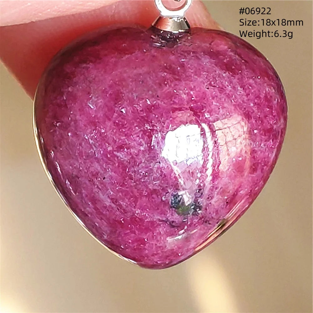 Natural Red Ruby Pendant Jewelry Love Heart Watermelon Ruby Zoisite Necklace Women Men 925 Sterling Silver AAAAA by Reinvent Yourself