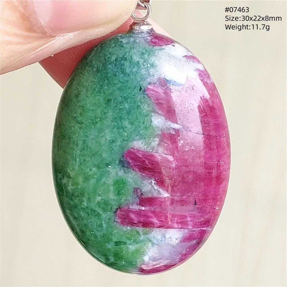 Natural Red Ruby Pendant Jewelry Love Heart Watermelon Ruby Zoisite Necklace Women Men 925 Sterling Silver AAAAA by Reinvent Yourself