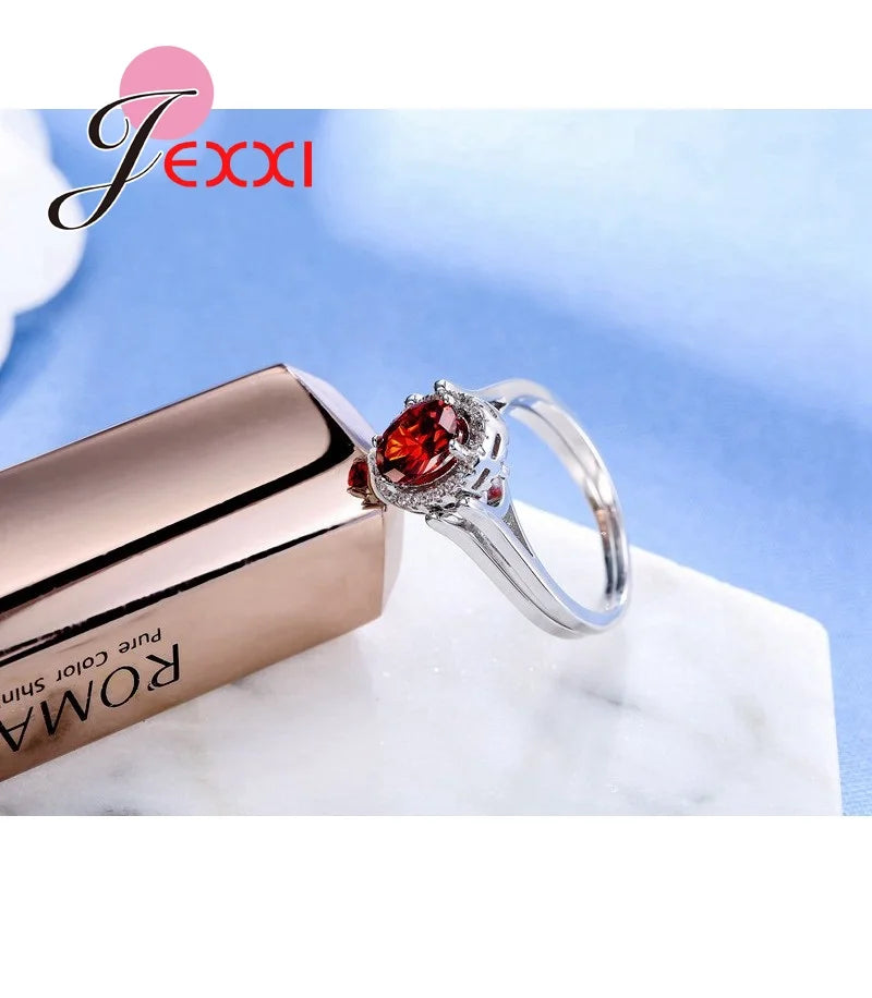 Classic CZ Crystal Jewelry Women Silver Needle Rings with 925 Stamp Elegant Wedding Engagement Bague for Lady Bijoux by Reinvent Yourself