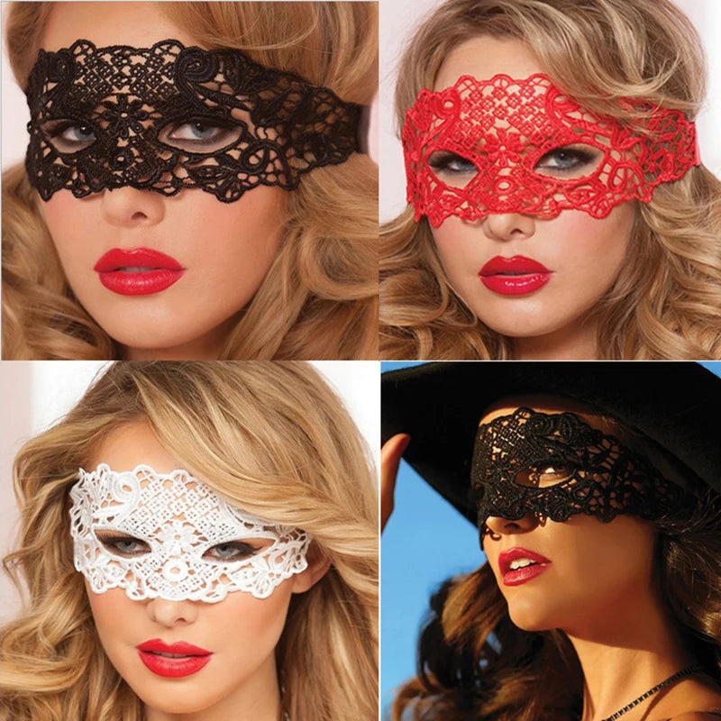 Red Sexy Lace Half Face Mask Jewelry Adult Princess Eye Mask Female Halloween Prop Performance by Reinvent Yourself