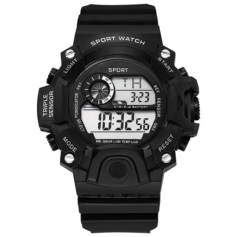 Fashion Men's Watch Sports Electronic Wristwatch Large dial Multifunctional Waterproof Luminous Alarm Kids Male's Military Watch by Reinvent Yourself