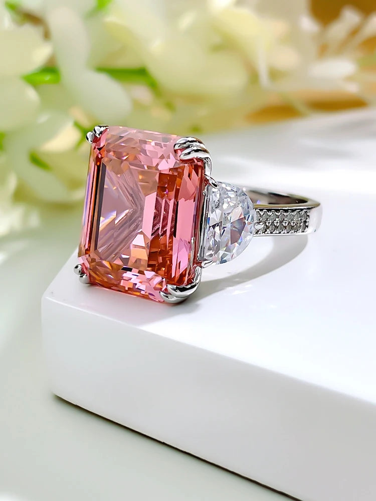 Fashionable Luxury Papalachaasche Pagoda 925 Silver Ring Set with High Carbon Diamonds, Luxury and Versatile by Reinvent Yourself