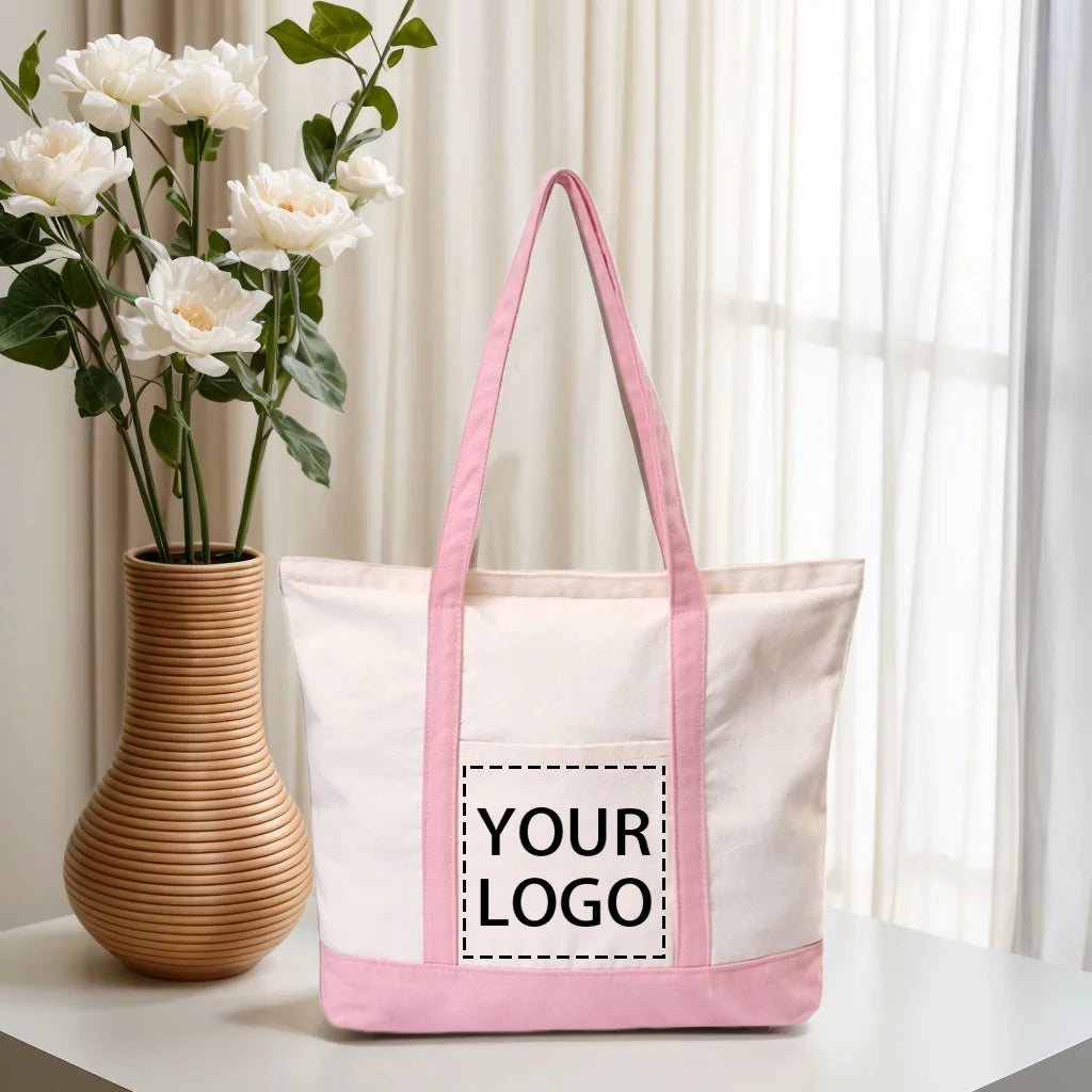 Customizable Tote Bag for Women - Reusable Cotton Canvas Grocery Bag with Logo Printing, Eco-Friendly Shoulder Handbag by Reinvent Yourself