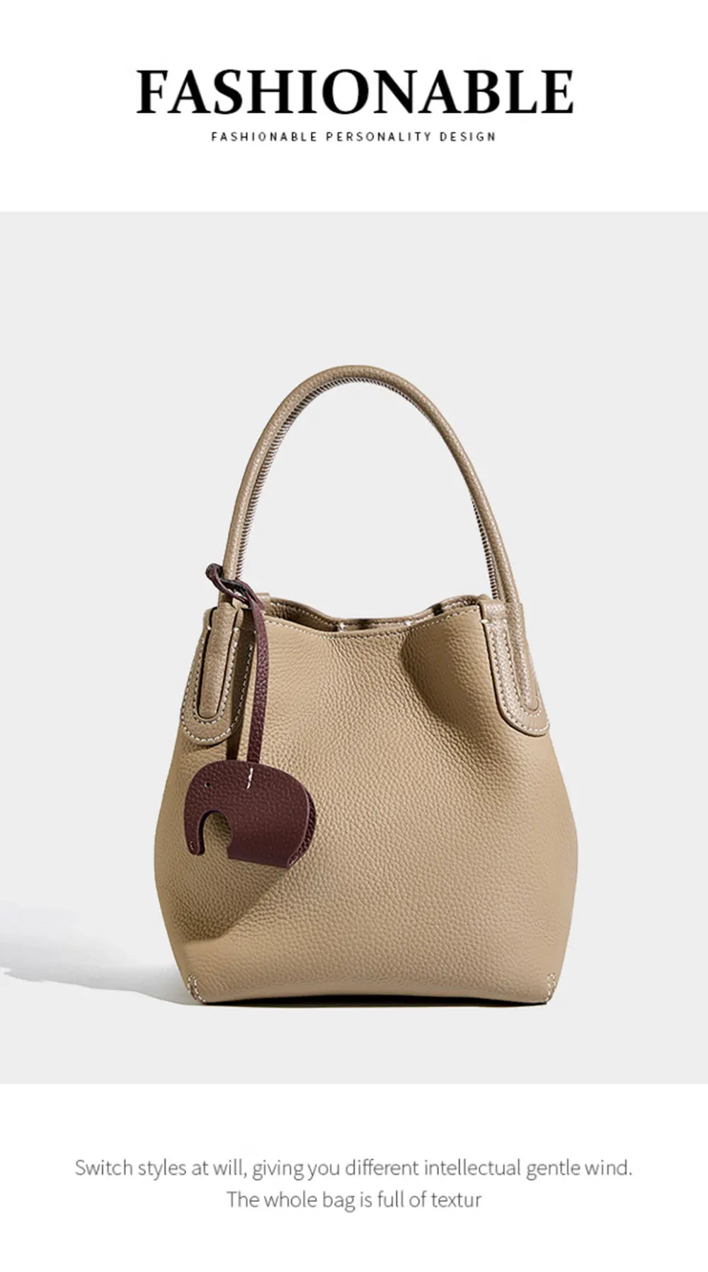 Genuine Leather Women Bucket Bag Luxury Designer Handbags High Quality Cowhide Women's Shoulder Bags Fashion Crossbody Bag by Reinvent Yourself