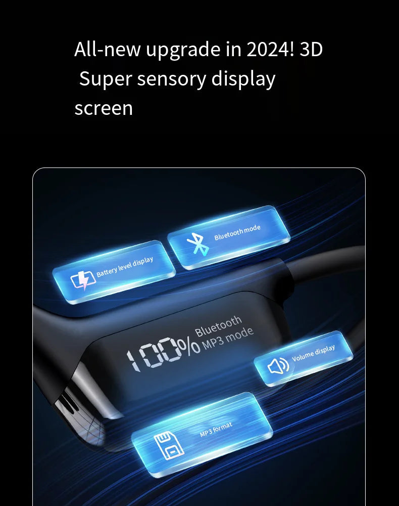IPX8 Waterproof Bone Conduction Headphones, Open Ear Bluetooth Sport Headphones with 32GB MP3, 72H Battery Life by Reinvent Yourself