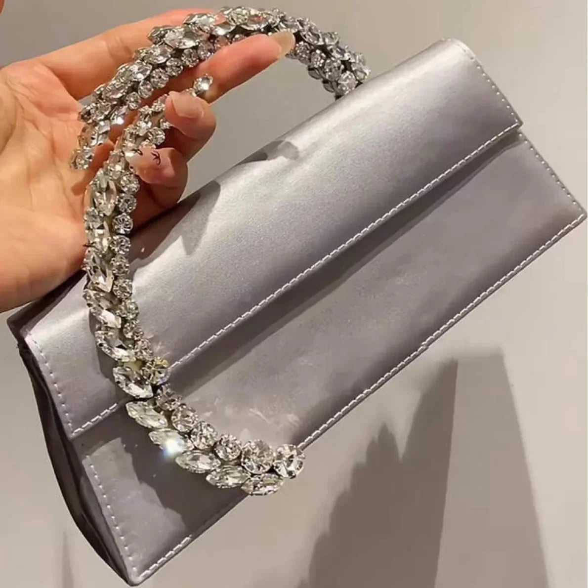 Luxury Diamond Evening Bag Clutch Satin Women Designer Handbags Crystal Silk Shoulder Crossbody Bags for Women Wedding Box Bag by Reinvent Yourself