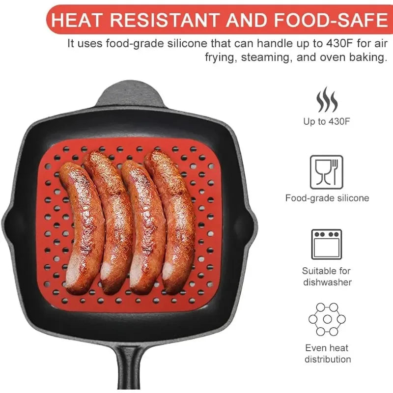 Reusable Air Fryer Silicone Mat Non-stick Baking Mat Pastry Tools Bakeware Oil Mats Cake Grilled Saucer Kitchen Accessories by Reinvent Yourself