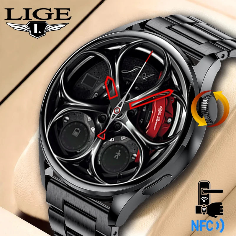 LIGE NFC Access Control Smart Watch Men Bluetooth Call Sport Fitness Men's Wristwatch Heart Rate Monitor Waterproof Smartwatch by Reinvent Yourself