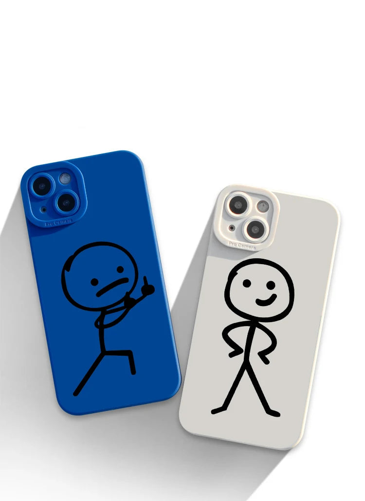Cartoon Matchman Phone Case For iPhone 11 12 13 14 15 Pro Max XR XS X 7 8 Plus SE 2020 Shockproof Matte Soft TPU Silicone Cover by Reinvent Yourself